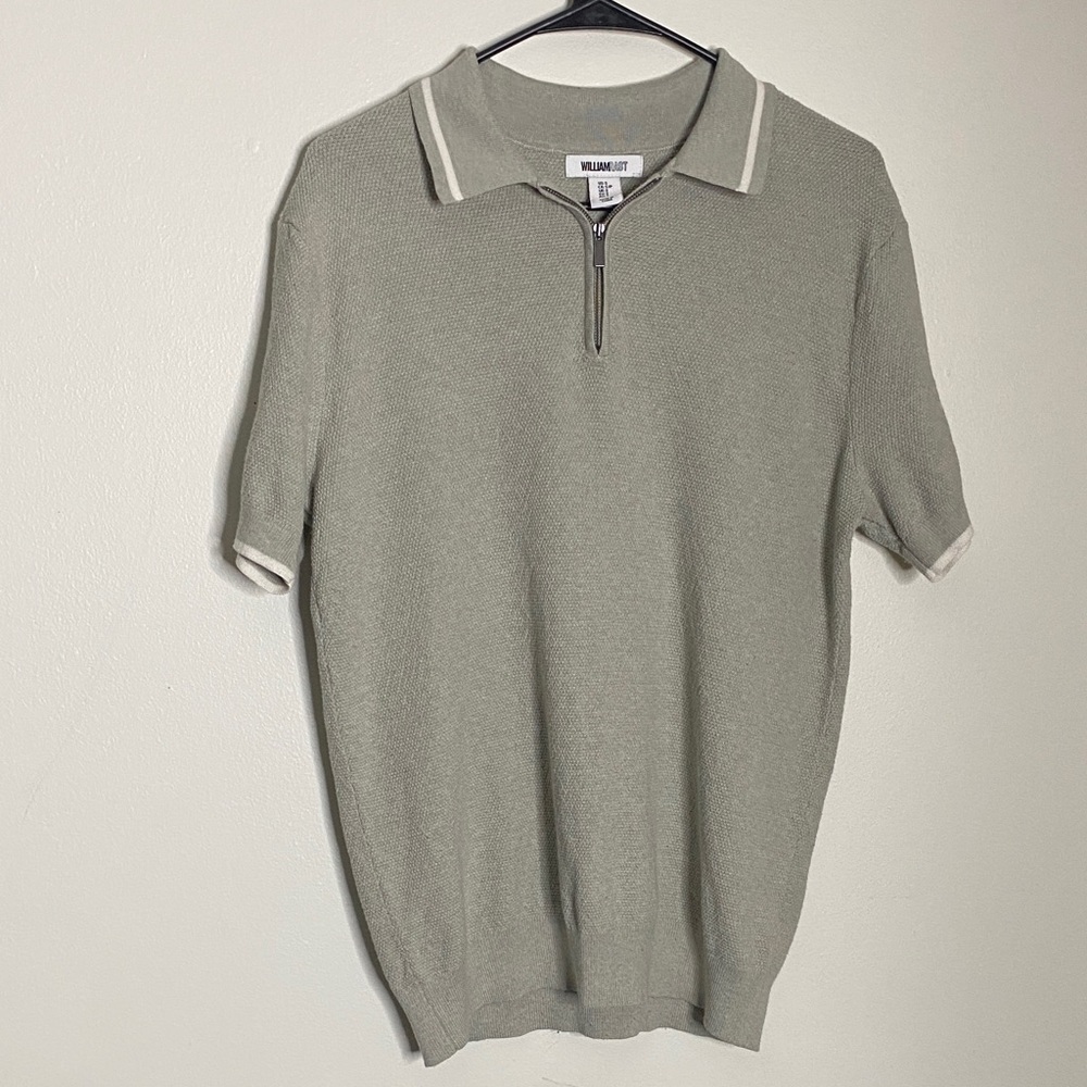 William Rast Light Gray Zip Collar Polo